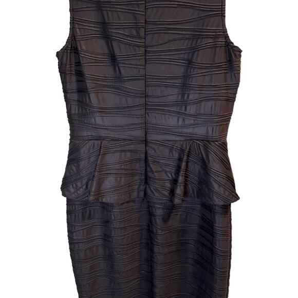 Frank Lyman Design Peplum Sheath Dress Size 10 Black Textured Striped Classic - Picture 7 of 14